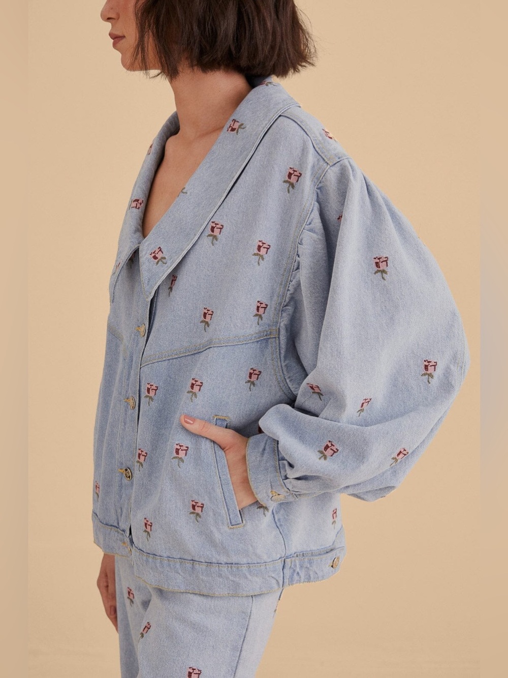 Farm Rio Rose Embroidered Denim
Jacket - Picture 2 of 16